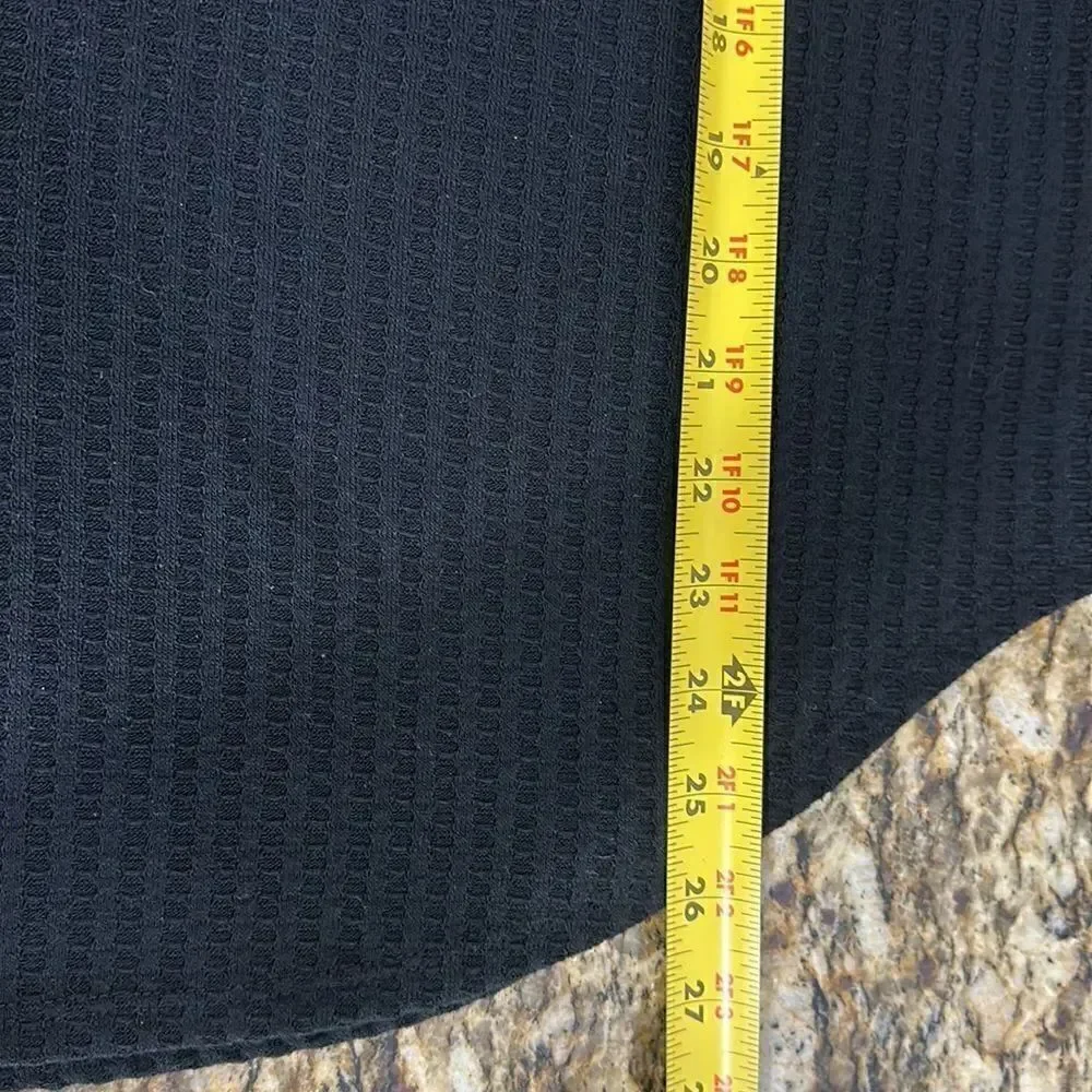 Chaser Black Waffle Knit Long Sleeve Crew Neck Top Size M